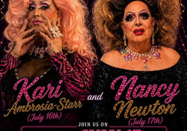 Poster for Kari and Nancy Newton's birthday party celebration
