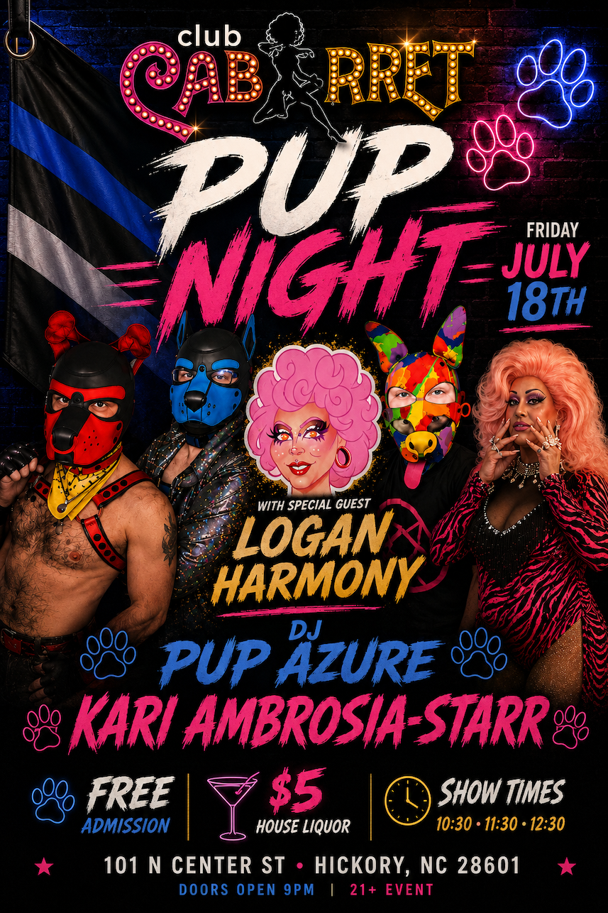 Event poster for the live drag show at Club Cabaret in Hickory, NC on May 30, 2026