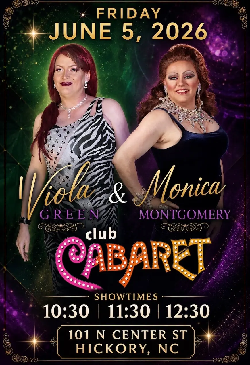 Event poster for show at Club Cabaret in Hickory, May 29th, 2026