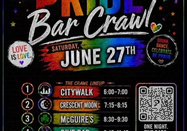 Poster for Hickory pride bar crawl on June 27th, 2026