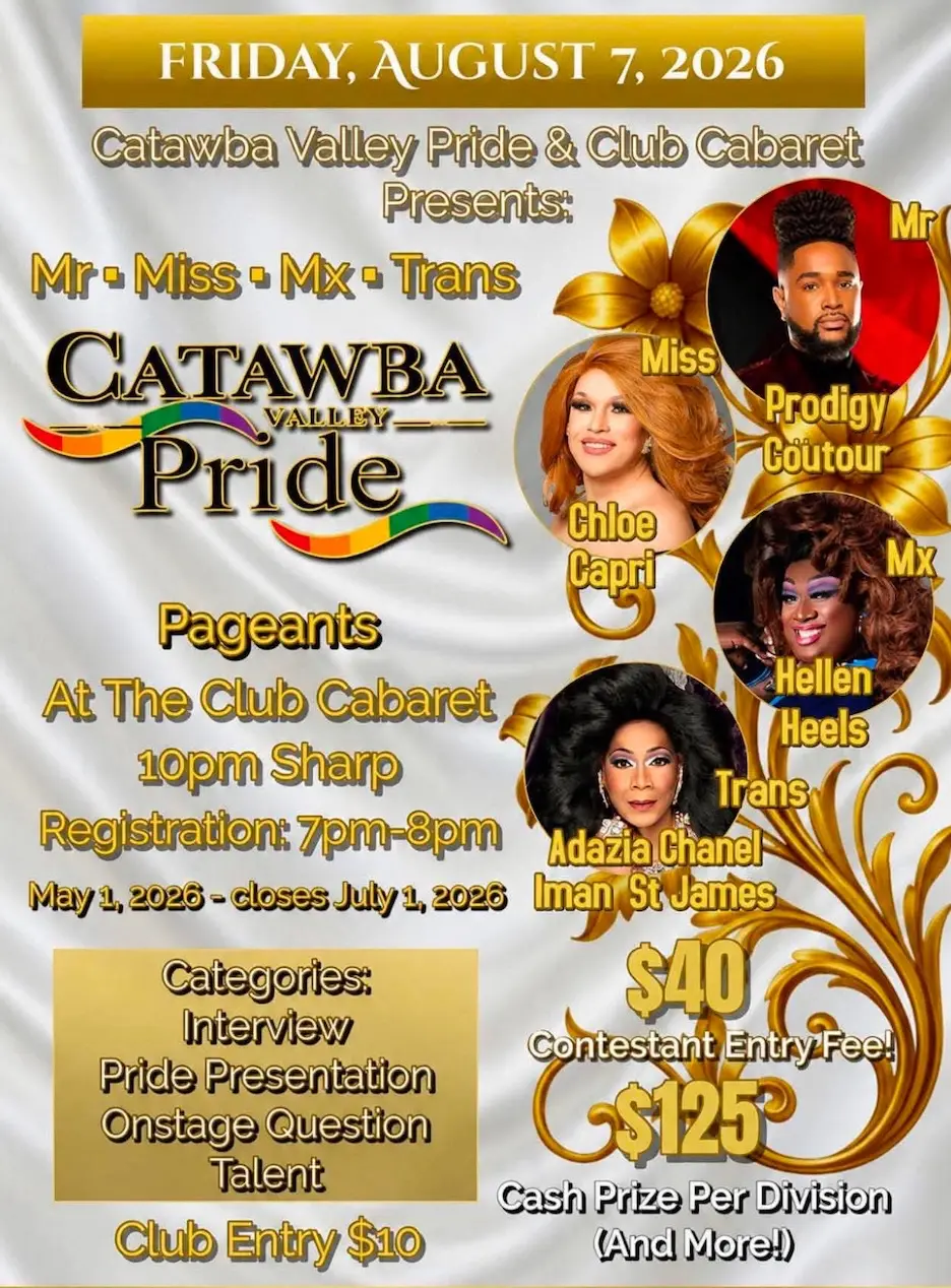 Event poster for the live drag show at Club Cabaret in Hickory, NC on May 30, 2026