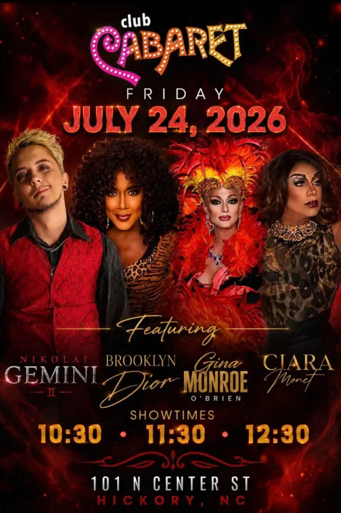 Event poster for Club Cabaret July 24, 2026